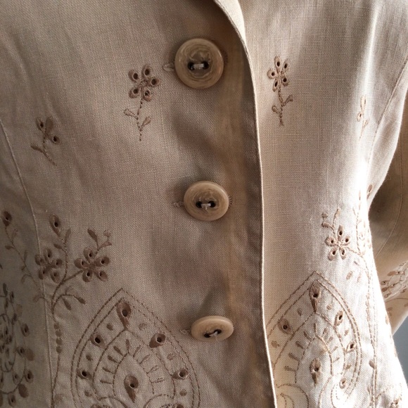 Carole Little Beige Linen Jacket - Picture 4 of 10